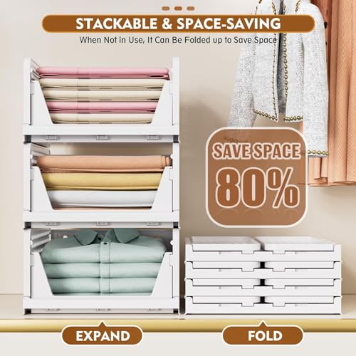 SNSLXH Stackable Closet Storage Basket Set - Multifunctional Organizer for Bathroom, Kitchen, Laundry - Space-Saving Clothes Drawer Organizer