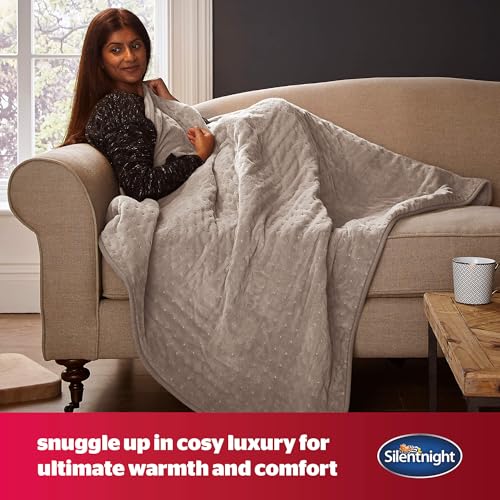 Silentnight Heated Throw Blanket - Luxury Fleece Overblanket, 9 Heat Settings, Fast Heat-up - Machine Washable - 120x160cm