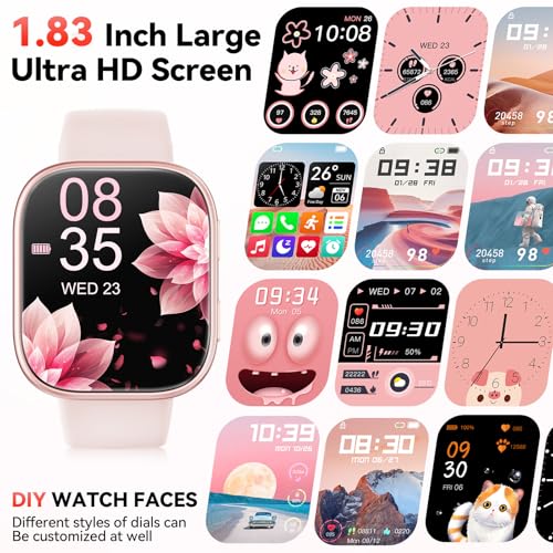 Fitness Smartwatch 1.83 inch Heart Rate Monitor Sleep Tracker, Bluetooth Call, 120+ Sport Modes, Waterproof for Android iOS