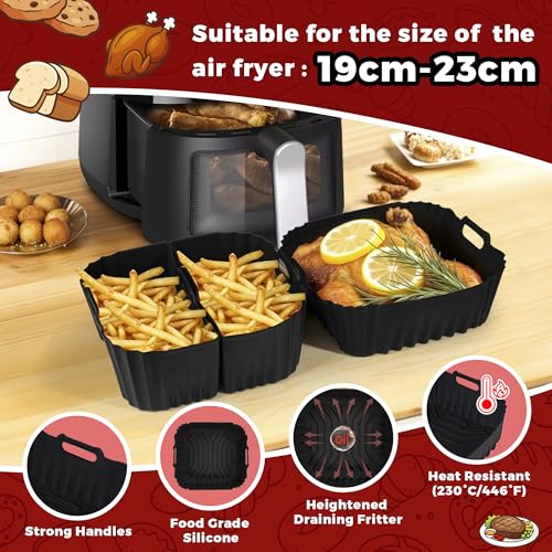 Pietuley Silicone Air Fryer Molds Set for Philips & Moulinex, Ninja, Cosori - Accessory Kit for Various Air Fryer Models
