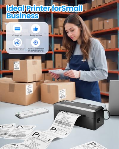 ByteCintia 4x6 Thermal Label Printer for Small Business - Bluetooth, Android/iOS/Windows/Mac - Amazon, eBay, Shopify, Etsy Compat.
