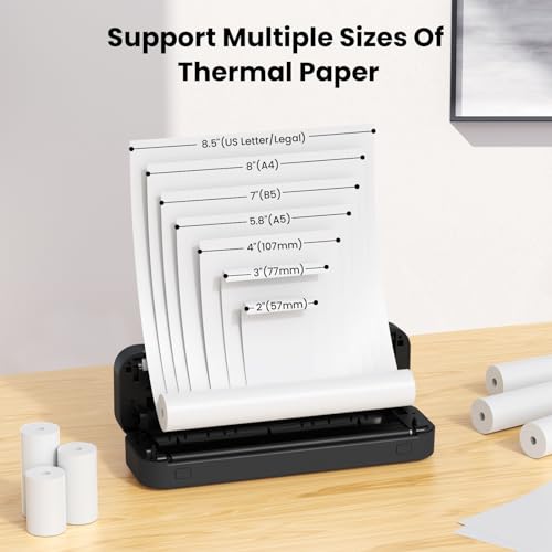 ByteCintia Portable Printer: Bluetooth, 8.5x11 Inch, Android/iOS Compatible, Inkless Mobile for Office, School