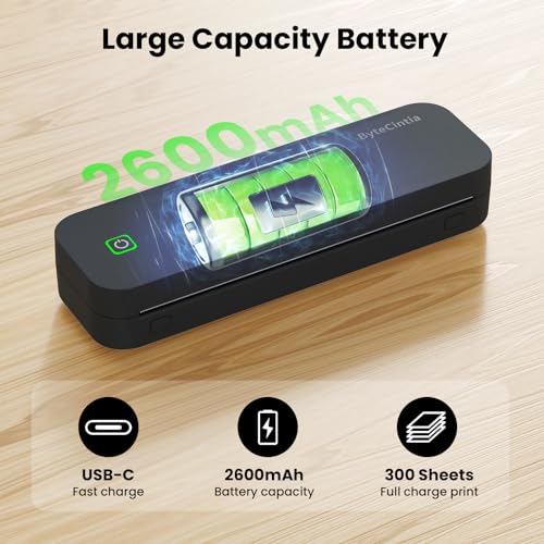 ByteCintia Portable Printer: Bluetooth, 8.5x11 Inch, Android/iOS Compatible, Inkless Mobile for Office, School