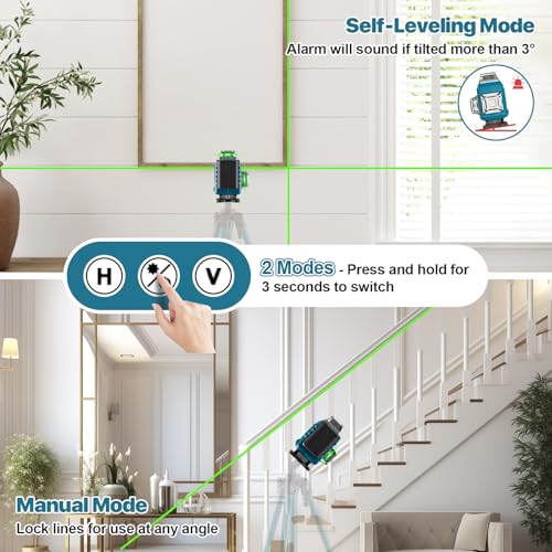 Kevsuvqin Laser Level: Self Leveling, 4x360 Lazer Tool, 16 Green Lines, LED Display, IP54 Waterproof