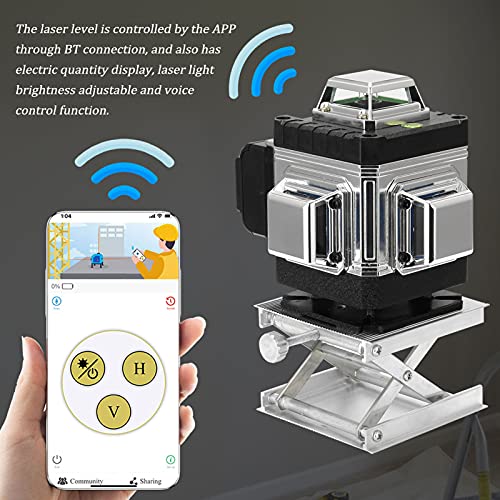 Mulcort 4-inch Laser Level: Self-Leveling Green Beam, 16-Line Cross Line Laser, Rechargeable Battery, Tripod, Wall Mount