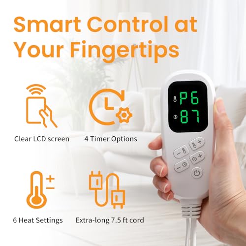 Kdti Back Pain Relief Heating Pad, 24x32 inch Electric Heat - Neck, Shoulder, Abdomen - Washable, Auto Shut-Off