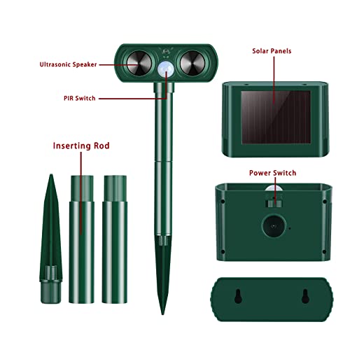 Solar Animal Repeller 2025: Waterproof Deer Deterrent with Motion Sensor & Flashing Light - Repels Deer, Rabbits, Raccoons - Inch