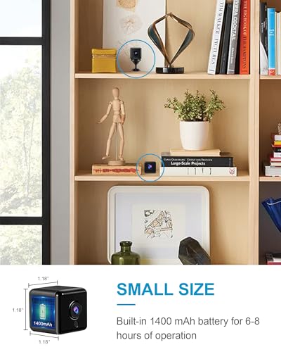AOBOCAM Mini Camera 4K HD WiFi Security Cam 5H Battery Life, Motion Detection Night Vision, Indoor Wireless Surveillance Cam