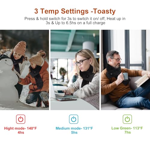 Heated Scarf Neck Heating Pad, Pain Relief & Warmer, 7000mAh Power Bank, Cordless Thermal Brace, Christmas Gift Women