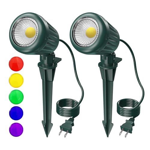Outdoor Halloween Spotlights: Plug-in Christmas Lights with Color Lenses - IP65 Waterproof, Garden Decoration - 2 Pack