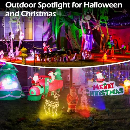 Outdoor Halloween Spotlights: Plug-in Christmas Lights with Color Lenses - IP65 Waterproof, Garden Decoration - 2 Pack