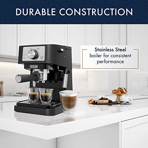 De'Longhi Stilosa Espresso Machine: Compact Maker, 15 Bar Pressure, Steam Wand for Lattes, Cappuccinos - Tamper Included