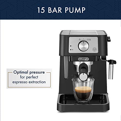De'Longhi Stilosa Espresso Machine: Compact Maker, 15 Bar Pressure, Steam Wand for Lattes, Cappuccinos - Tamper Included