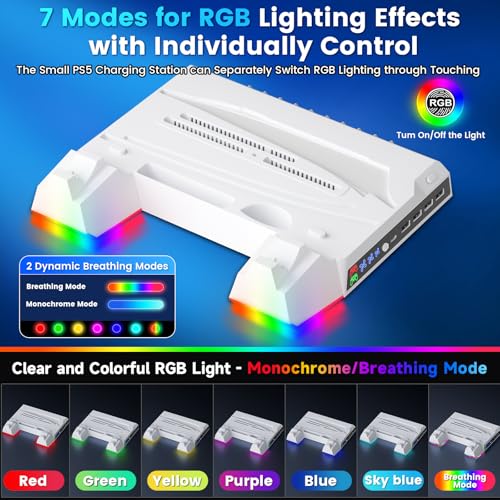 Fenolical PS5/Slim Stand with Cooling Station, Controller Charging, 3 Levels Cooling Fan