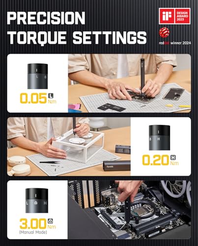 Fanttik E1 Max Electric Screwdriver Set, 50 Magnetic Bits, Repair Tool Kit for Electronics - Mini Precision, 5/32‘’Hex - Grey