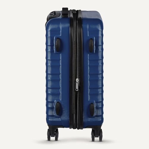 Amazon Basics Hardside Carry-On Luggage 21 inch, Expandable, Scratch-Resistant, Multi-directional Wheels, Navy Blue
