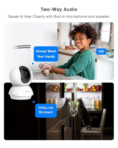 Tapo TC70 Pan/Tilt Indoor Camera, House Security & Dog Camera, AI Detection, 1080p Full HD, Night Vision, Alexa & Google
