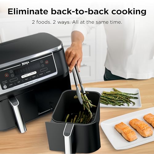 Ninja 10 Quart DualZone XL Air Fryer, 2 Baskets, Smart Thermometer, Cook & Finish - Roast, Dehydrate & More