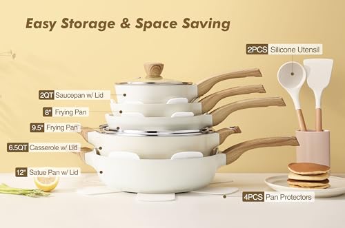 SENSARTE Ceramic Cookware Set, Non Stick Pots & Pans, 14-Piece Induction Kitchen Cooking, Healthy PFAS PTFE PFOA PFOS Free