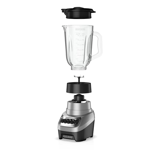 BLACK+DECKER PowerCrush Blender: 6-Cup Glass Jar, 4 Speeds, Silver