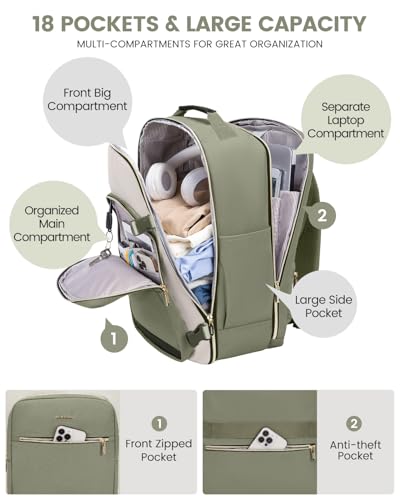 LOVEVOOK 40L Travel Backpack: Airline Approved, 3 Cubes, TSA Overnight, Waterproof, Fits 17" Laptop