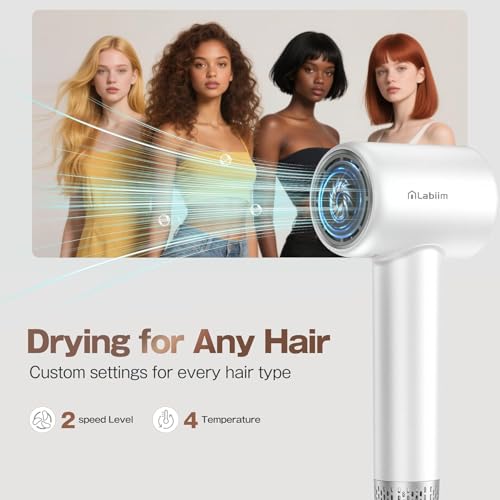 Quiet Ionic Hair Dryer: Fast Drying, Brushless Motor, Thermo-Control, Compact, 1 Nozzle - Home Salon Travel