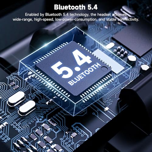 Wireless Bluetooth Headset V5.4, 100 Hrs Talk Time, Noise Cancelling Earbud for Trucker/Home/Office