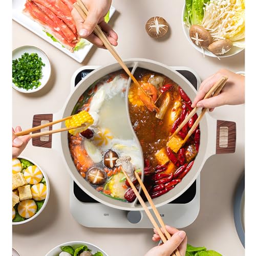 Shabu Shabu Hot Pot 7QT Divider Stockpot Glass Lid Dual Soup Cookware