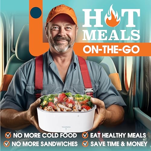 TRAVELISIMO 80W Electric Lunch Box Food Heater 1.5L Portable Warmer for Travel & Office - Stainless Steel Lunchbox