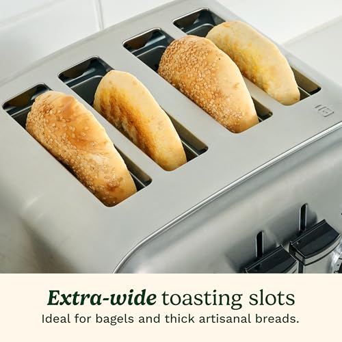 Cuisinart 4 Slice Stainless Steel Toaster, Extra-Wide Slots, Defrost & Reheat Functions, Toast Bread, Bagels, Pastries