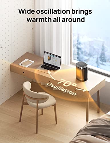 Dreo Portable Electric Heater: PTC Ceramic, Remote Control, Thermostat, 70° Oscillation, 12H Timer - Safe & Quiet Room Heater