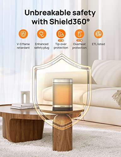 Dreo Portable Electric Heater: PTC Ceramic, Remote Control, Thermostat, 70° Oscillation, 12H Timer - Safe & Quiet Room Heater