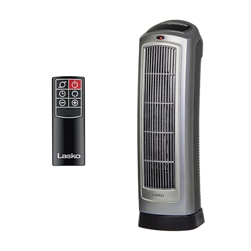 Lasko Ceramic Tower Heater: Adjustable Thermostat, Remote Control, Timer - 23 inch, 1500W