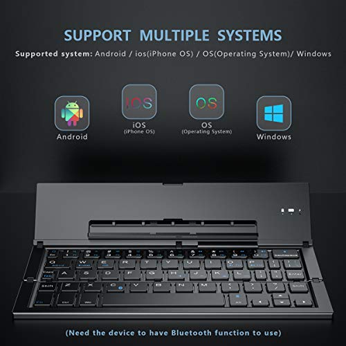 Geyes Foldable Bluetooth Keyboard: Portable Wireless Rechargeable for iOS, Android, Windows - Smartphone Compatibility