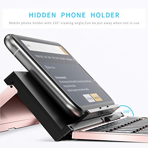 Geyes Foldable Bluetooth Keyboard for iPhone & iPad, Samsung - Portable Travel Keyboard - Rose Gold