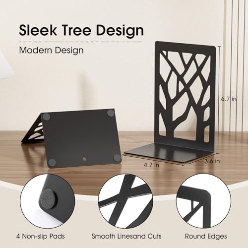 MaxGear Tree Design Bookends - Non-Skid Holder for Books/CDs