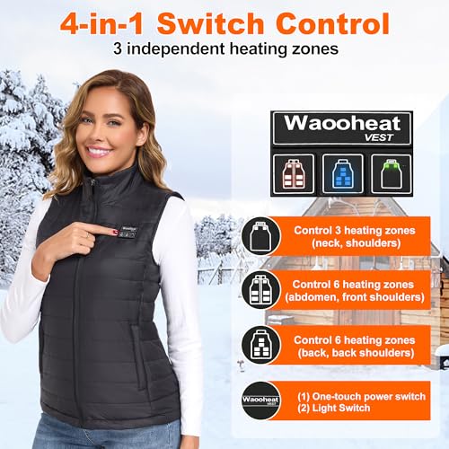 WarmCo Heated Vest for Women, 15 Heat Zones, 10000mAh Power Bank, 3 Heat Settings, Ideal for Outdoor Activities