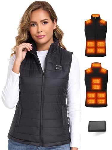 WarmCo Heated Vest for Women, 15 Heat Zones, 10000mAh Power Bank, 3 Heat Settings, Ideal for Outdoor Activities