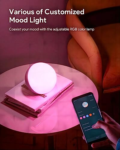 Dimmable Smart Desk Lamp, RGB Color Changing Touch Lamp, Bedroom Night Light, App/Voice Control, Alexa/Google Home Compatible