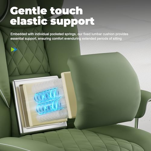 COMHOMA Big & Tall Leather Gaming Chair with Footrest - Ergonomic Executive Office Chair, Pocket Spring Lumbar Support