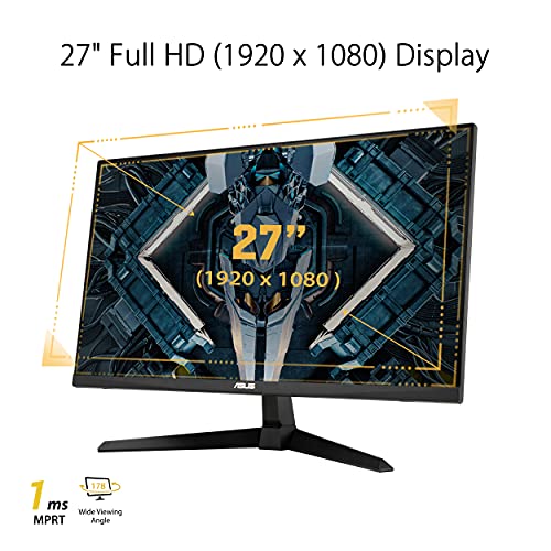 ASUS TUF Gaming 27 inch Monitor - Full HD, 165Hz Refresh Rate, 1ms Response Time, FreeSync Premium, Eye Care Technology