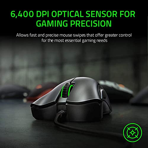 Razer DeathAdder Gaming Mouse: 6400 DPI Sensor, 5 Buttons, Mechanical Switches