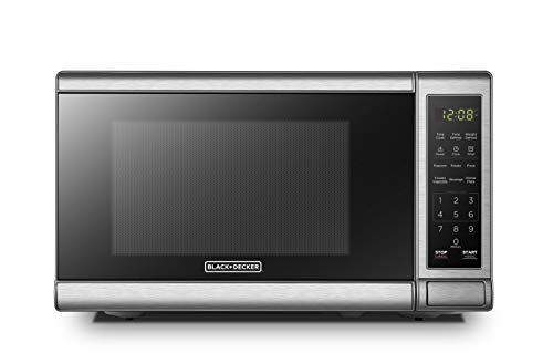 BLACK+DECKER Microwave Oven, Push-Button Door, Child Safety Lock, 700W, Stainless Steel, 0.7 cu.ft