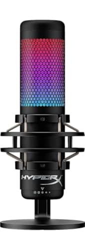 HyperX QuadCast S USB Condenser Mic for PC, PS4/5, Mac - RGB, Anti-Vibration, 4 Polar Patterns, Pop Filter - Gaming, Streaming, Podcasts