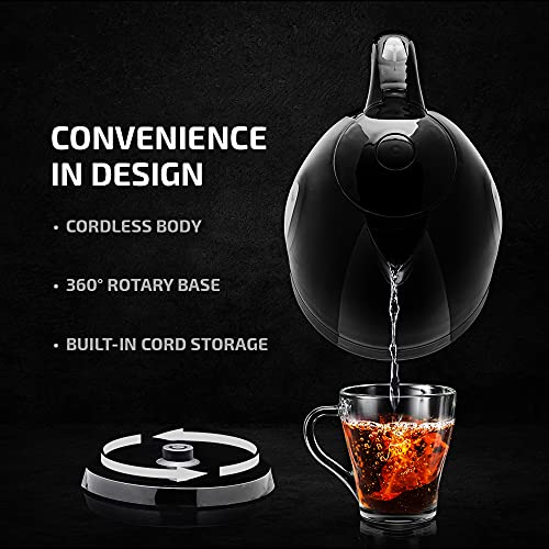 OVENTE 1.7L Electric Kettle: Fast Boiling Water Heater for Coffee/Tea, BPA Free, Auto Shut-Off & Boil-Dry Protection