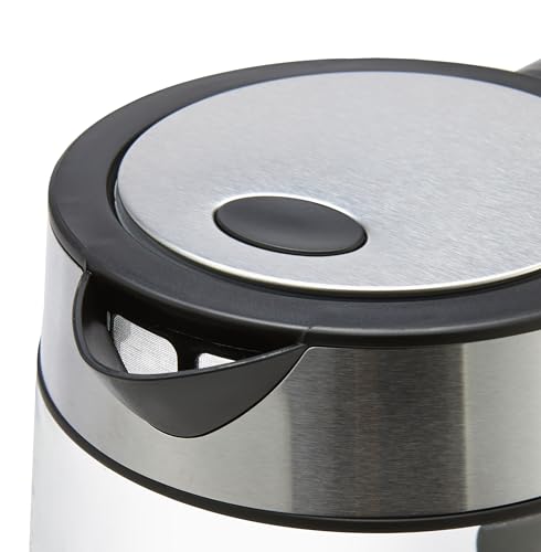 Amazon Basics Glass Carafe Electric Kettle for Tea/Coffee, BPA-Free, Fast Boil, Auto Shut-Off, 1.8L, 1500W, Black/Silver