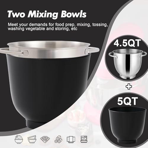 Kitchen in the box Stand Mixer 4.5QT+5QT 10 Speeds 3-IN-1 Mixer