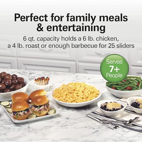 Hamilton Beach 6-Qt Slow Cooker: 3 Cooking Settings, Stoneware Crock & Glass Lid, Dishwasher-Safe - Silver