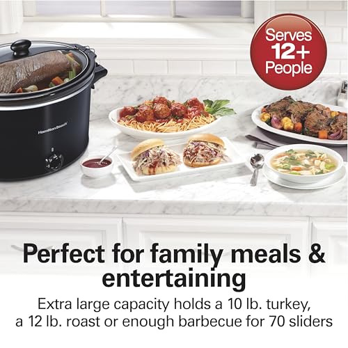Hamilton Beach 10 Quart Slow Cooker, Portable with Lid Lock, Dishwasher Safe Crock - Black