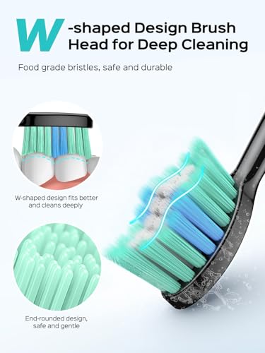 COSLUS Sonic Toothbrush: 47000 VPM Deep Clean & Whitening - 5 Modes, Wireless Charging, 6 Brush Heads - Black